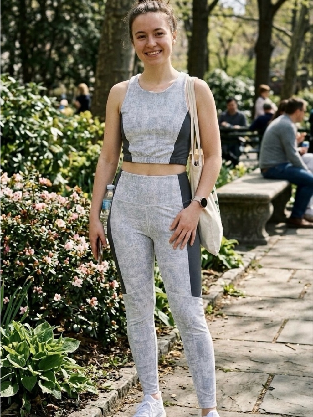 Primark Gray Heathered High-Waist Leggings & Crop Top Set